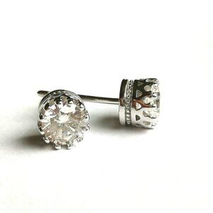 Sterling silver cathedral set cz stud earrings